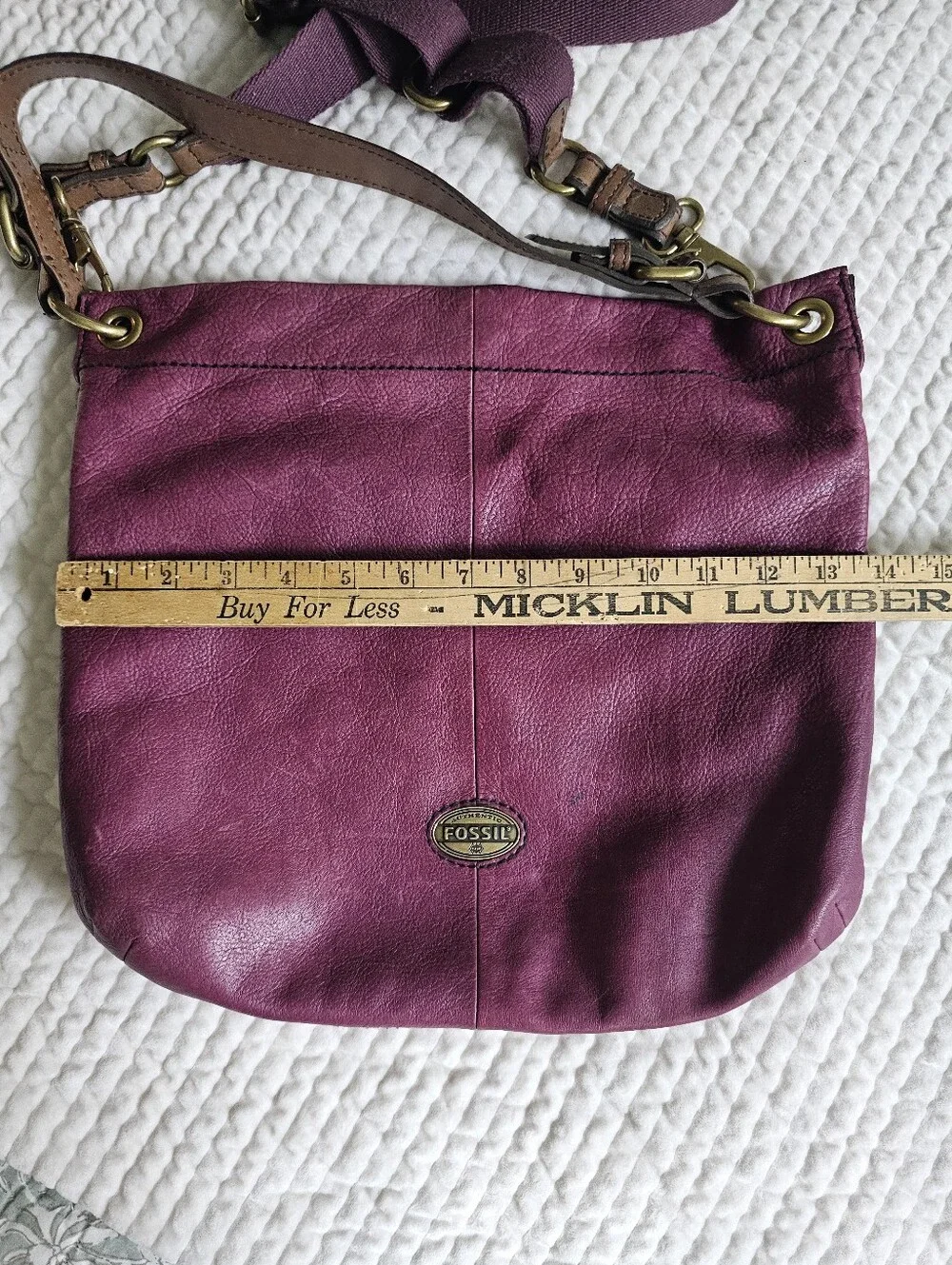Fossil Plum Leather Crossbody Shoulder Bag